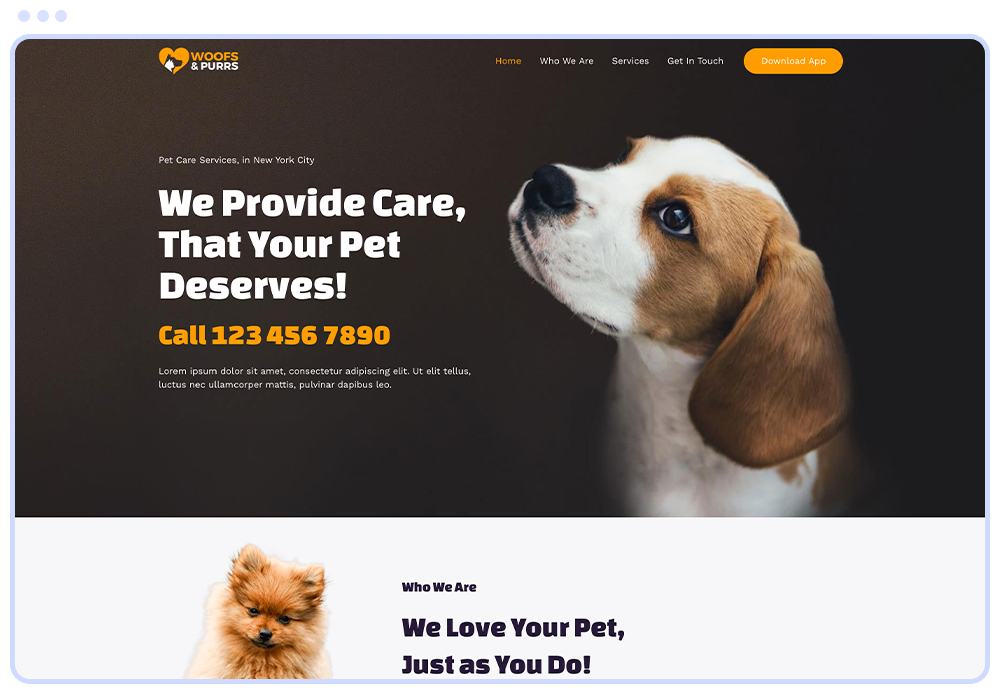 Pet care website