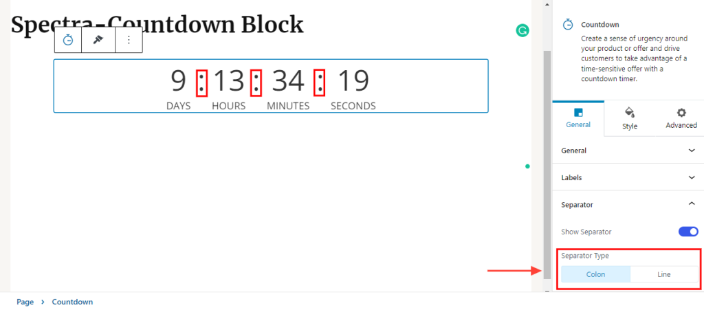 Spectra-countdown block-timer-separators