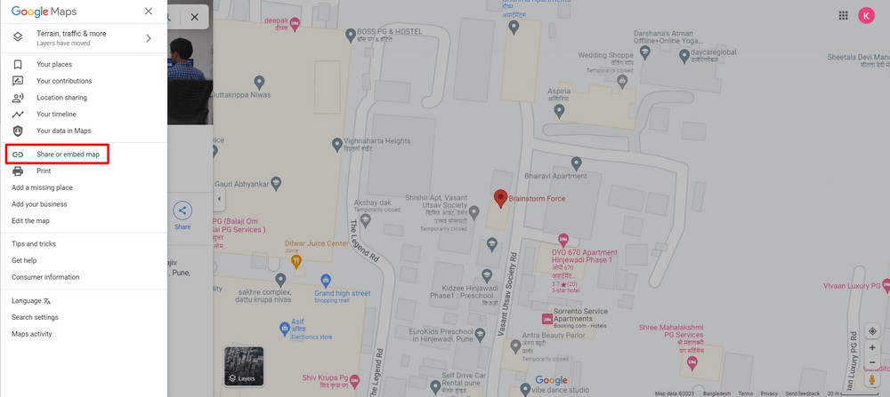 How to add Google Maps to a WordPress website for free Click share or embed map option