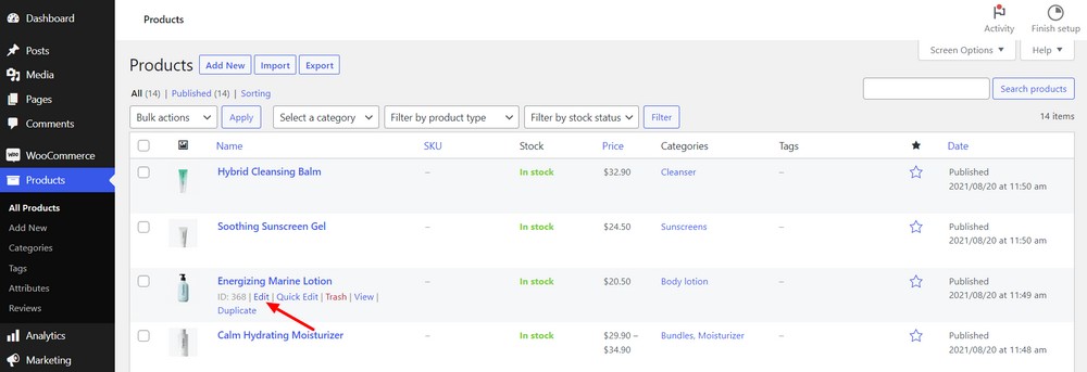 Edit a product