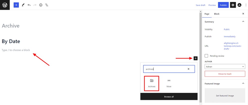 How to create a custom WordPress archive page - An easy to follow guide Add Archives block
