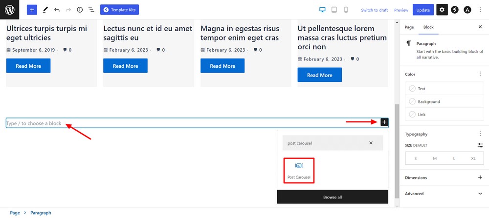 How to create a custom WordPress archive page - An easy to follow guide Add post carousel block