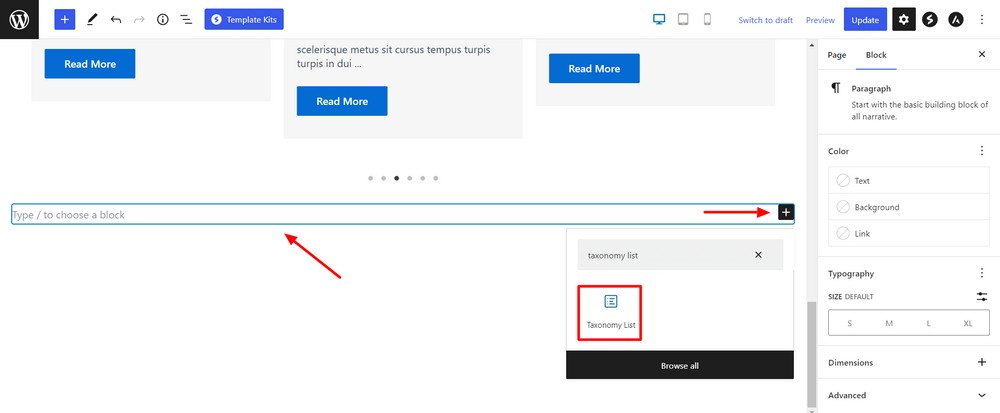 How to create a custom WordPress archive page - An easy to follow guide Add taxonomy list block