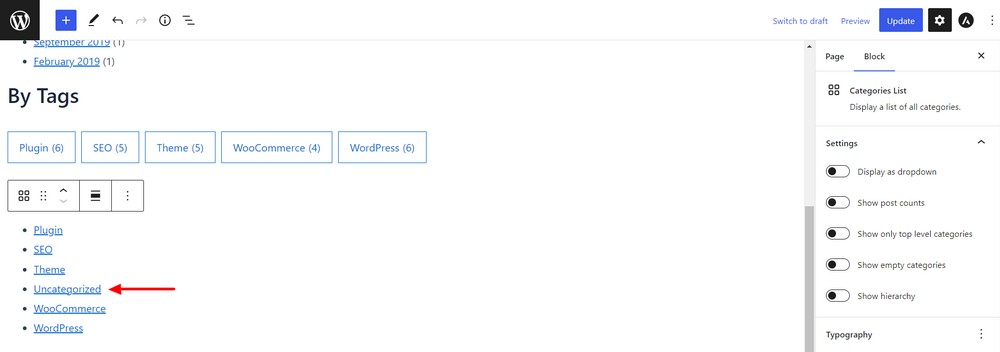 How to create a custom WordPress archive page - An easy to follow guide Categories List added