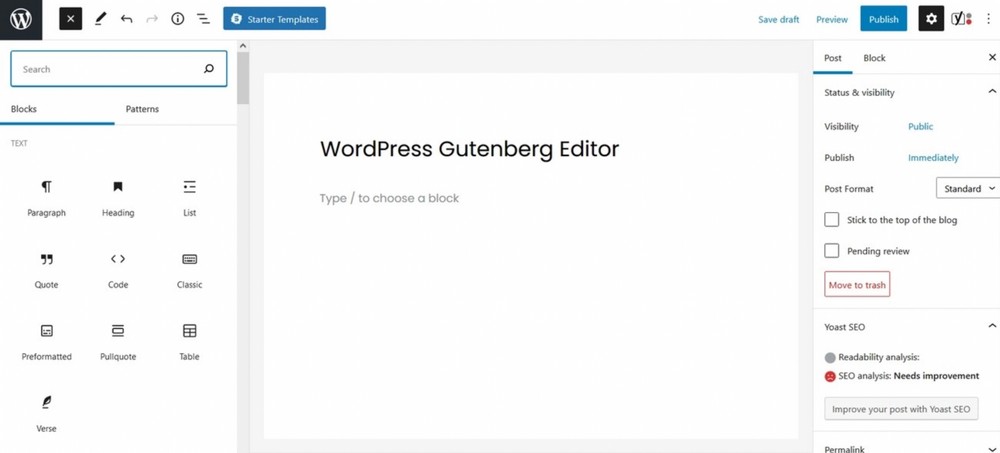 Gutenberg block editor