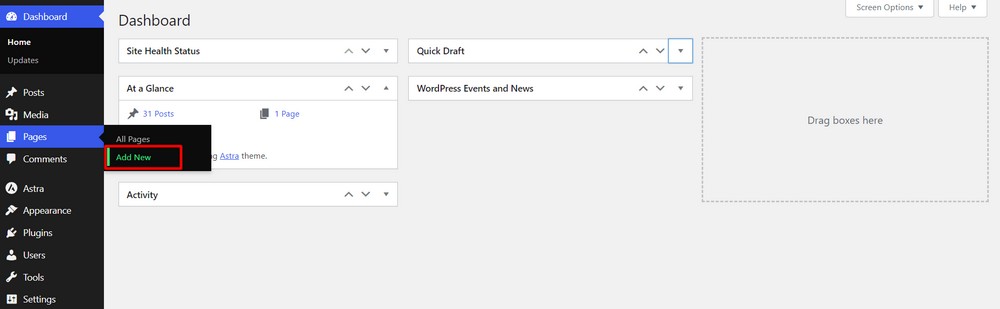 Pages Add New