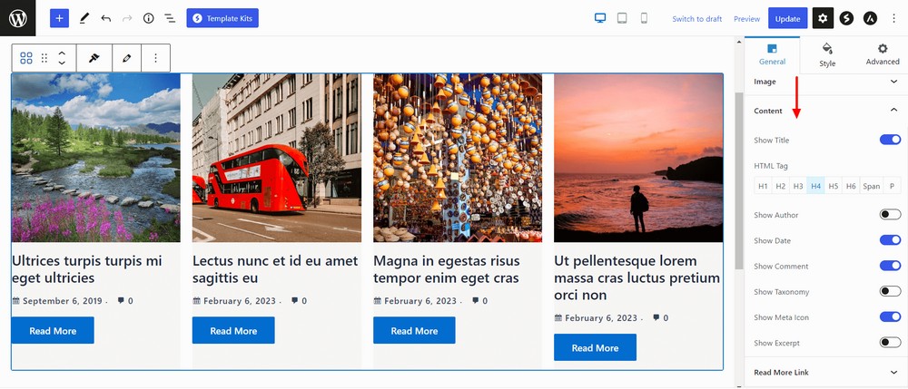 How to create a custom WordPress archive page - An easy to follow guide Post grid content setting