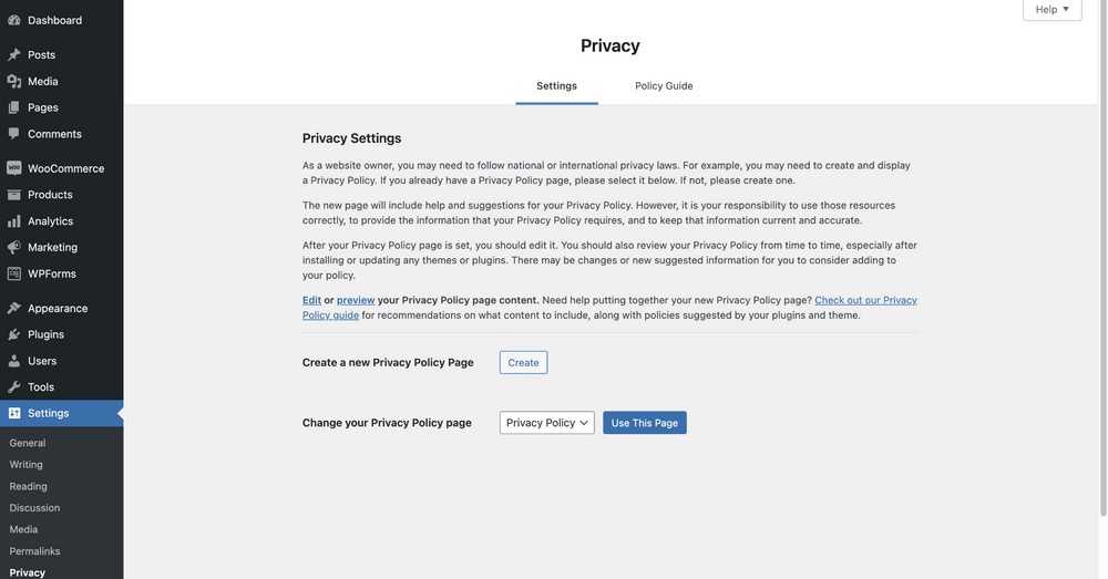 Privacy settings