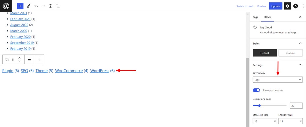 How to create a custom WordPress archive page - An easy to follow guide Tag settings