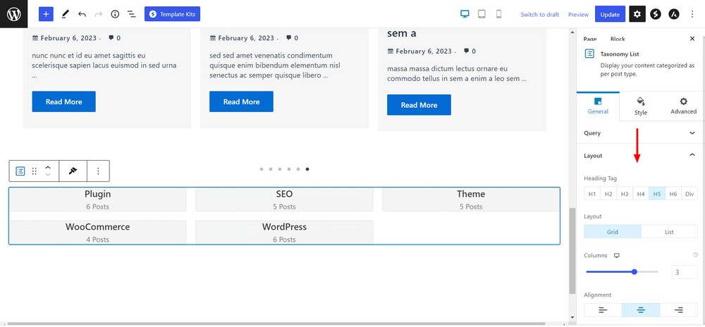 How to create a custom WordPress archive page - An easy to follow guide Taxonomy list layout settings