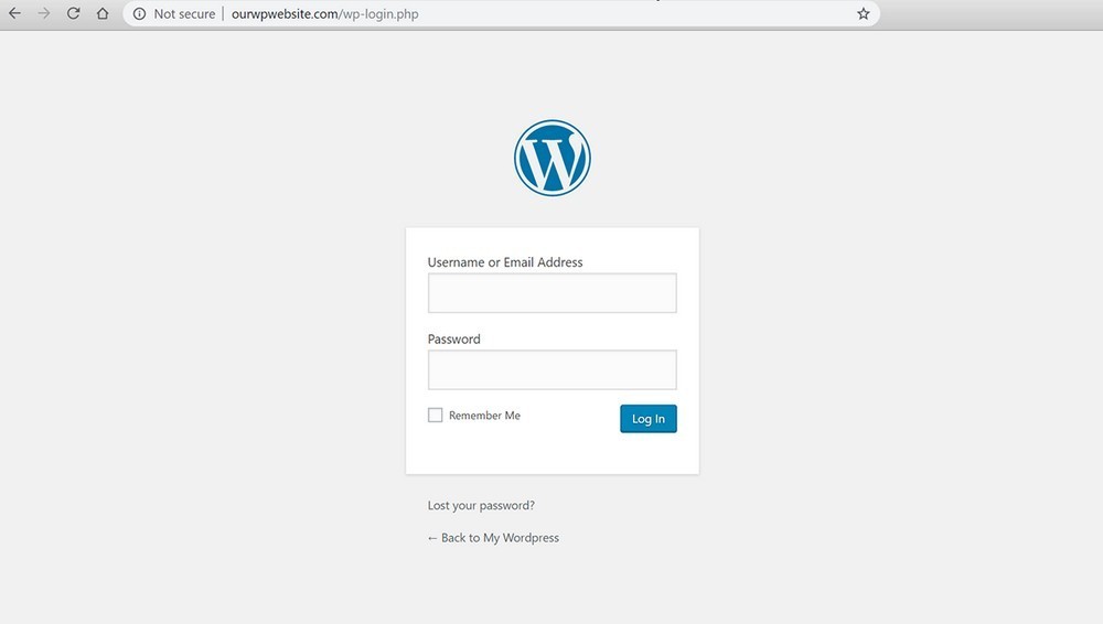 WordPress login page