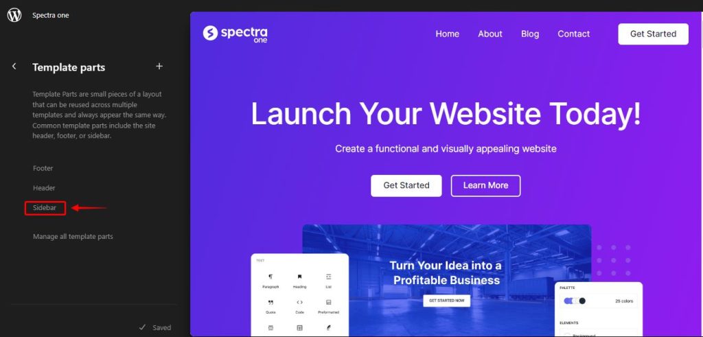 Customizing Block Styles in Spectra One Theme Template_sidebar
