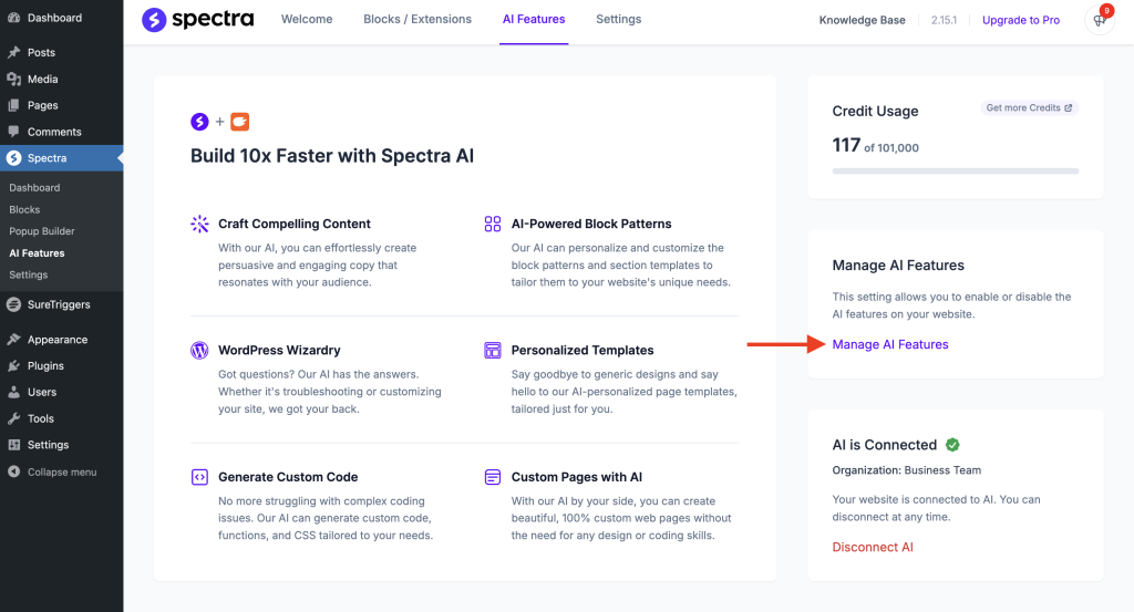 Spectra - AI Assistant manage ai features