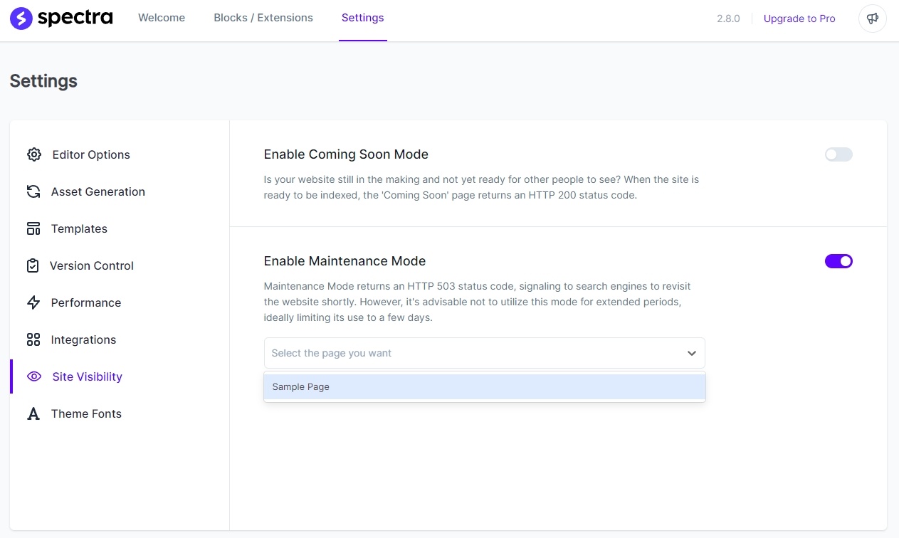 Spectra Maintenance Mode