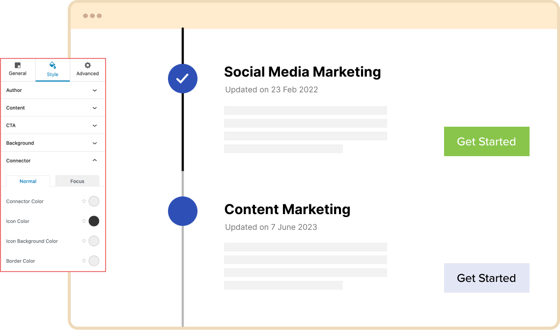Complete Styling Control Post Timeline Block
