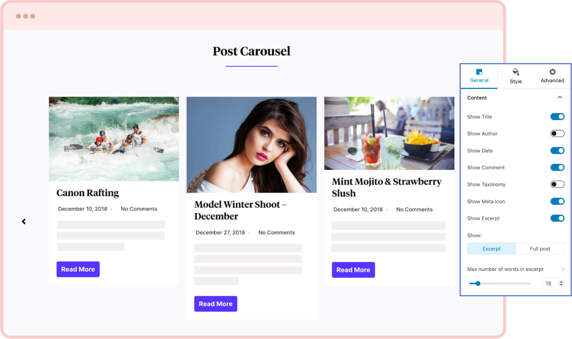 Post Layout Content Filtering