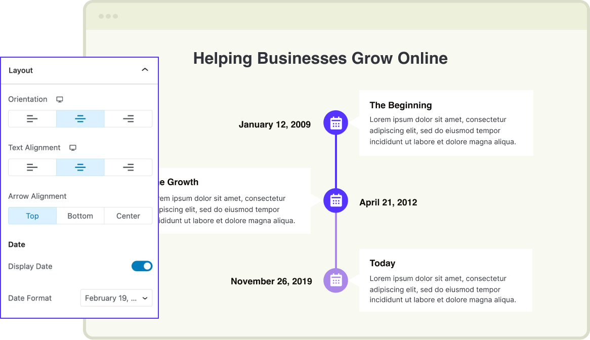 Content Timeline Legacy Flexible Layout Options