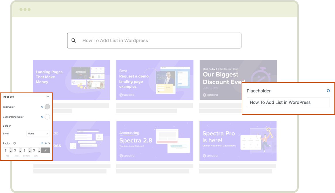 Search Legacy Customizable placeholder