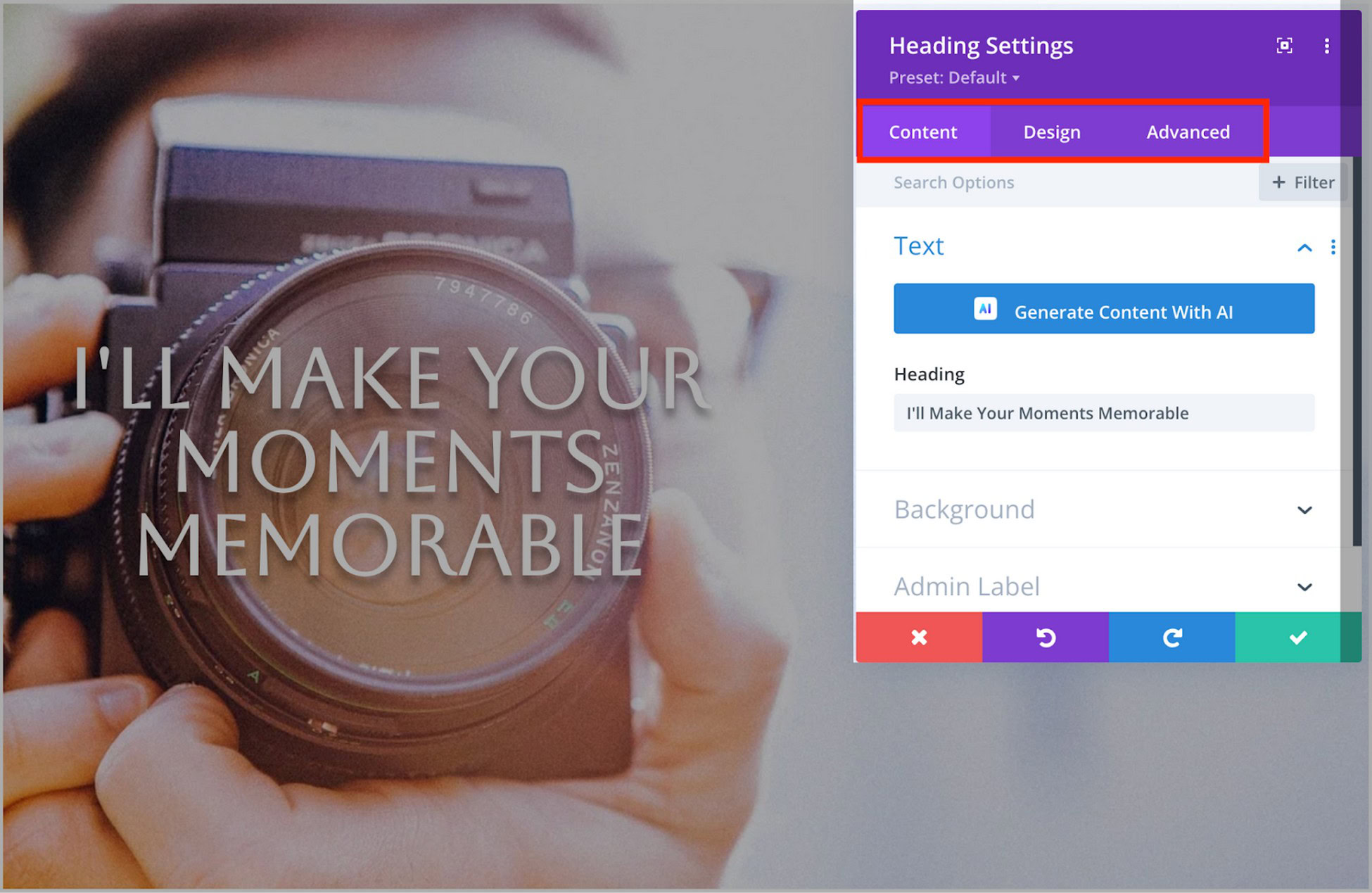 divi builder setting widget