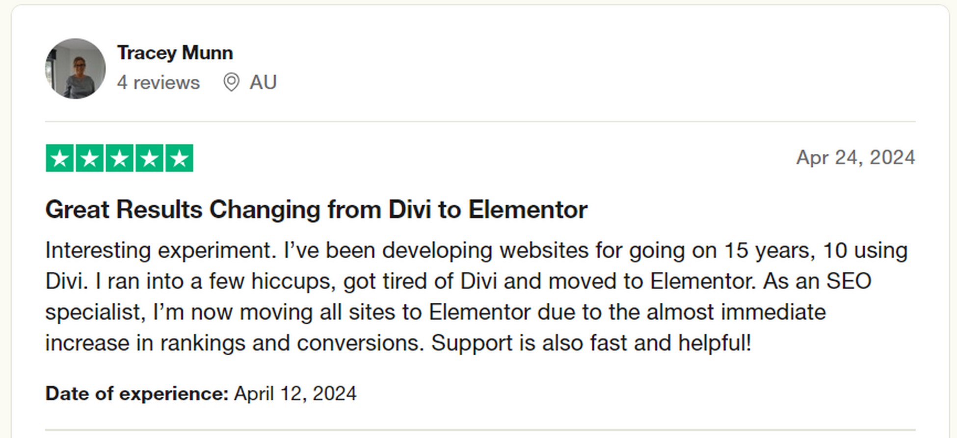 Divi to Elementor change review