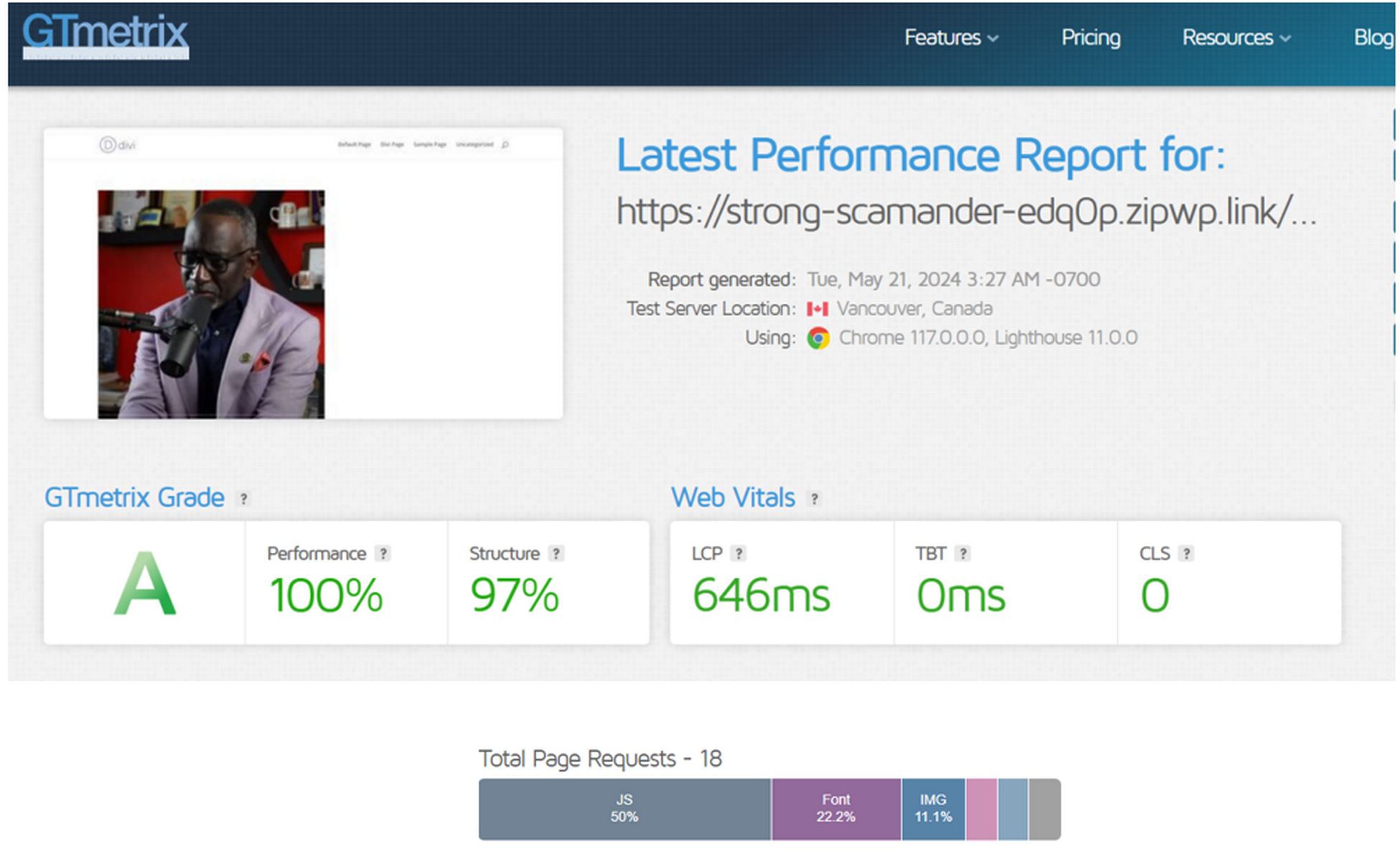 Elementor GTMetrix Performance