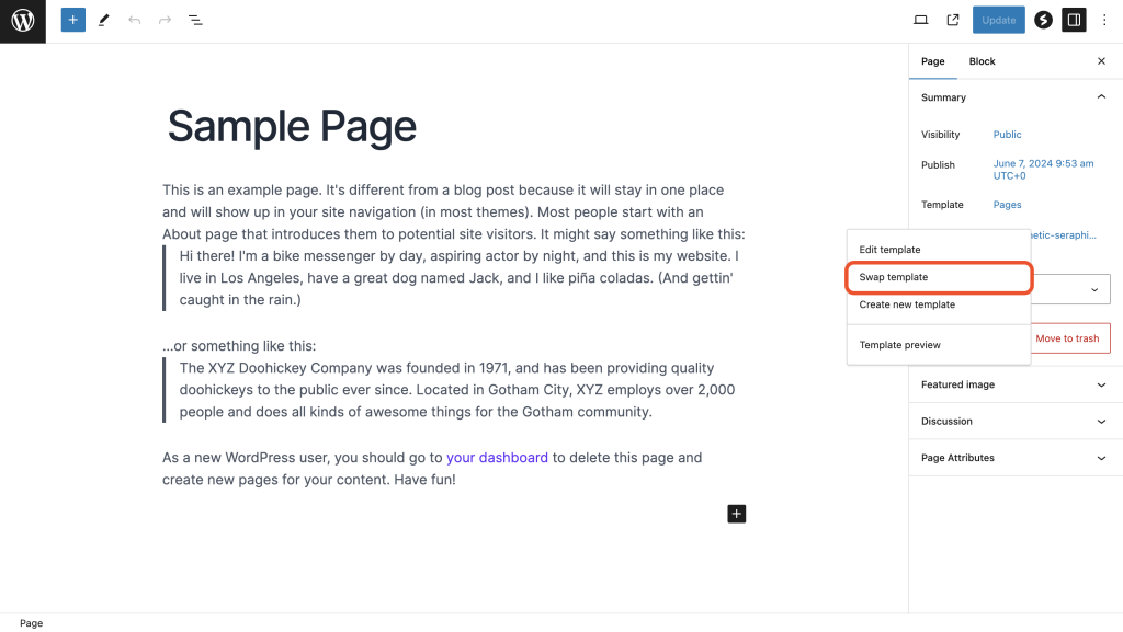How to Use Sidebar for Page and Post Swap template
