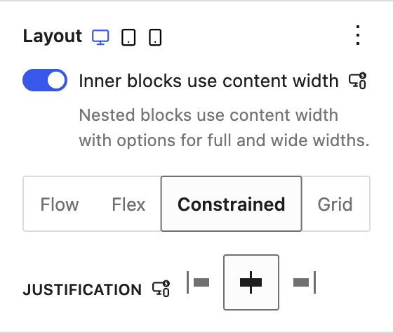 Layout panel with Constrained selected