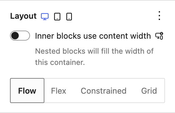 Layout panel with Flow selected