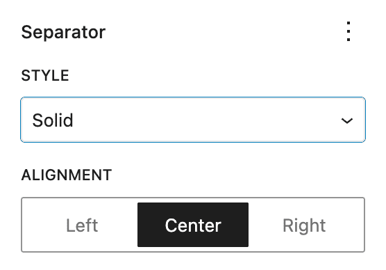 Complete settings panel showing all separator options