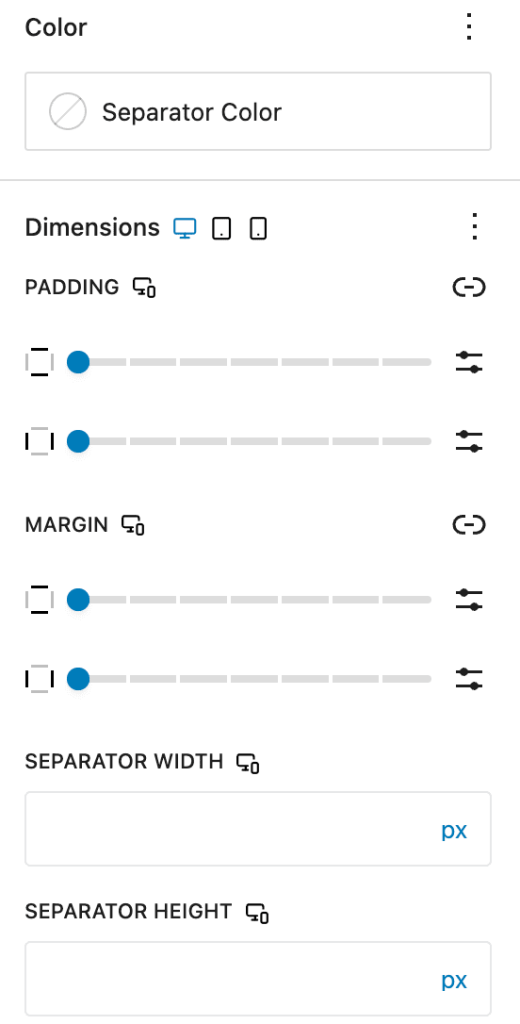 Settings panel showing style, dimensions, and color options