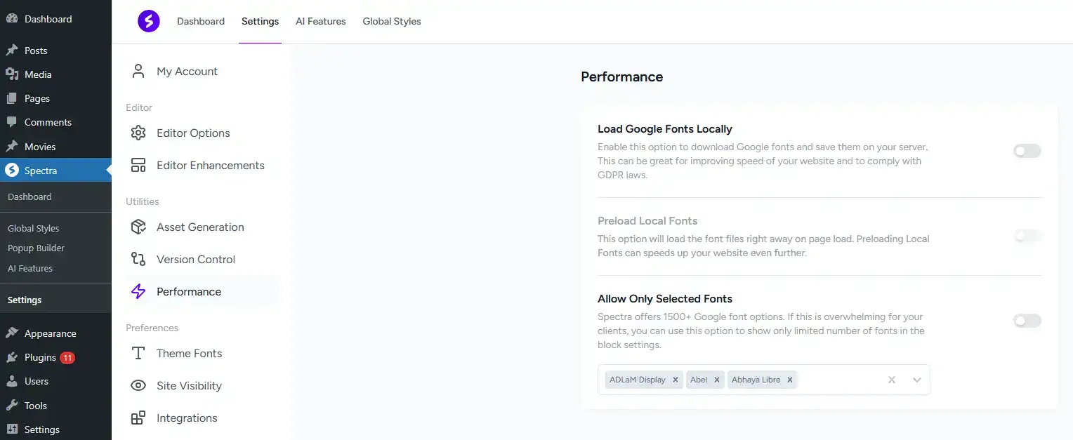 Font Management 68747470733a2f2f7770737065637472612e636f6d2f77702d636f6e74656e742f75706c6f6164732f323032342f31322f706572666f726d616e63652d73657474696e67732d6f766572766965772e77656270