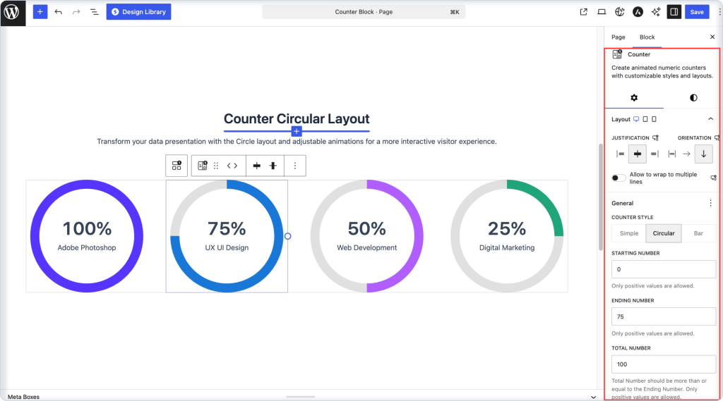 Counter Block counter circular