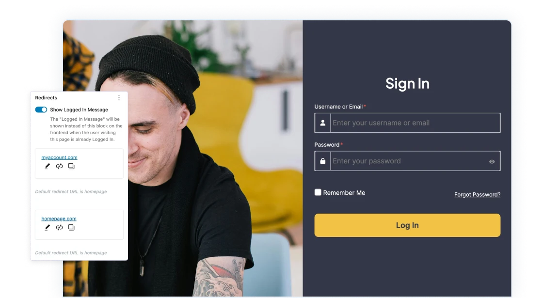 Login Forms Custom Redirection Link