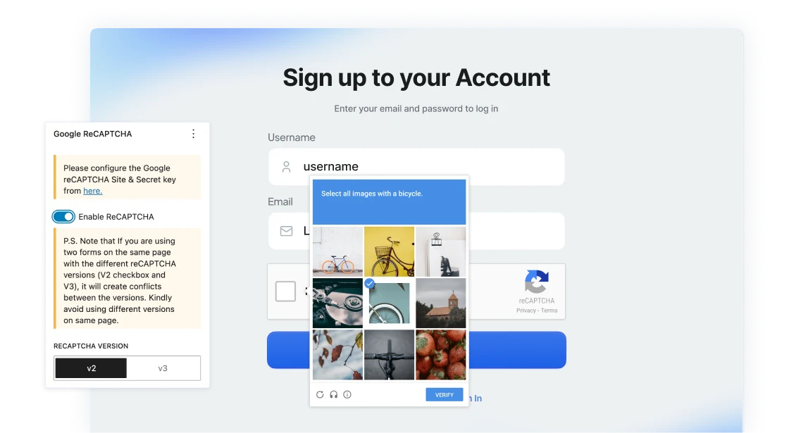 Login Forms Supports Google Recaptcha