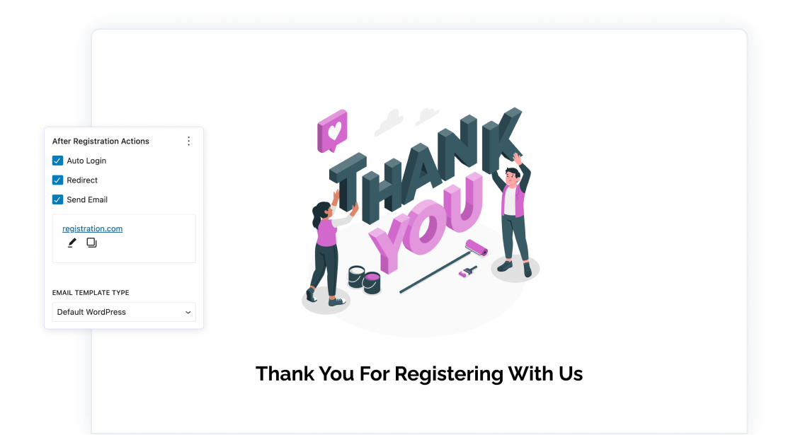 Registration Form Block set the post registration path