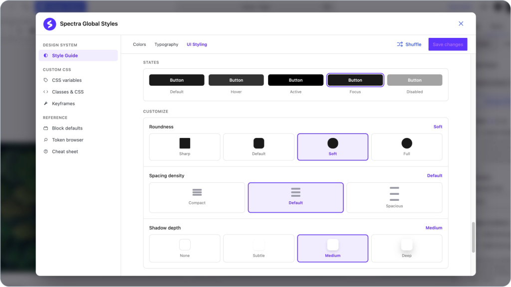Spectra Global Styles spectra global styles ui styling 1
