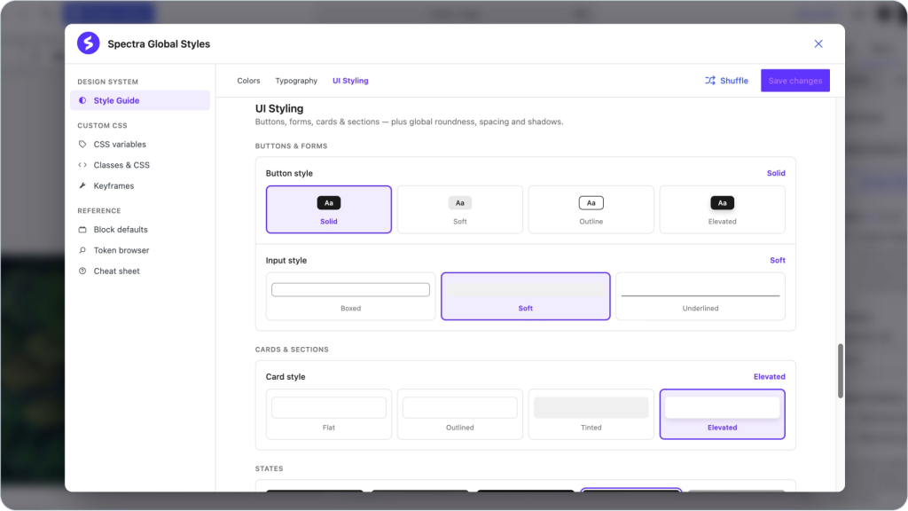 Spectra Global Styles spectra global styles ui styling